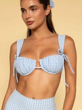 Montce Peri Micro Gingham Petal (Wide Straps) Bikini Top